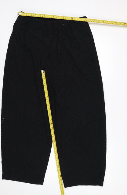 Marks and Spencer Women’s Black Cropped Knit Wide-Leg Trousers Size 12