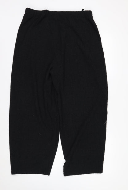 Marks and Spencer Women’s Black Cropped Knit Wide-Leg Trousers Size 12