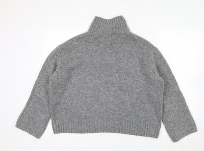 H&M Women Grey Roll Neck Wool Blend Jumper Medium Classic Winter