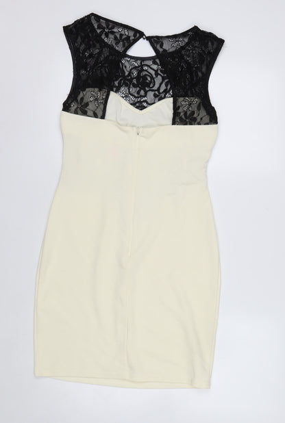 Quiz Women’s Black & White Lace Bodycon Dress Size 12