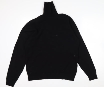 Springfield Originals Men's Black Wool Roll Neck Jumper Size M