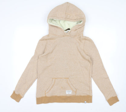 Animal Womens Beige Hooded Pullover Hoodie Size 8 Cotton Blend Lined