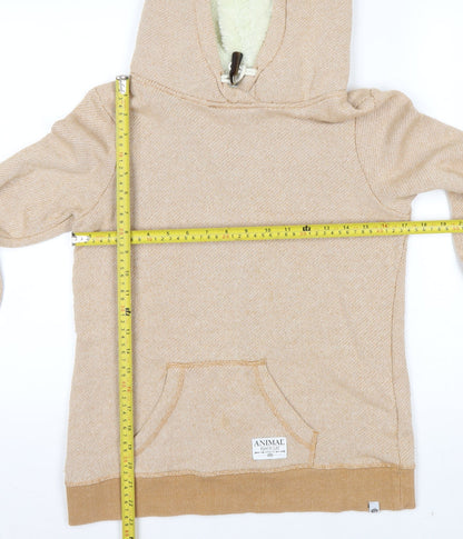 Animal Womens Beige Hooded Pullover Hoodie Size 8 Cotton Blend Lined