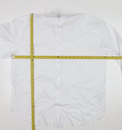Marks and Spencer Women's White Cotton Long Sleeve Button-Up Shirt Size 12