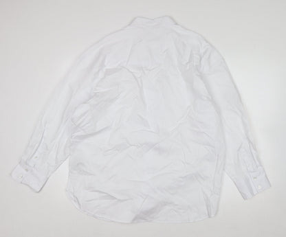 Marks and Spencer Women's White Cotton Long Sleeve Button-Up Shirt Size 12