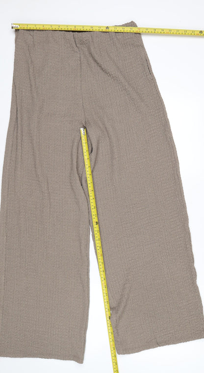 Marks and Spencer Womens Beige Size 14 Wide-Leg Trousers