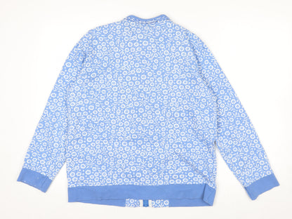 Country Rose Women Blue Floral Quilted Zip Jacket M
