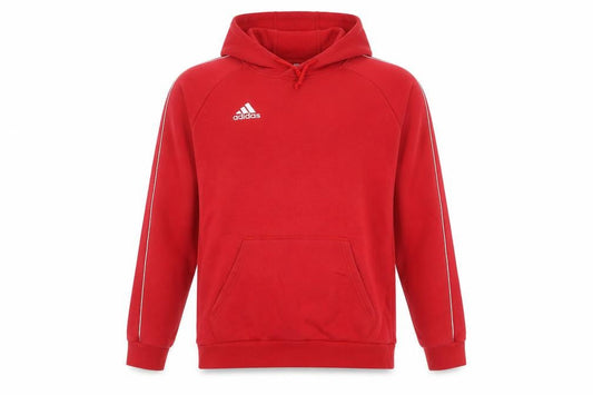 Front view of Adidas Men Red Pullover Hoodie Medium Fleece Lined Sportswear