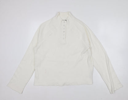 ASOS DESIGN Women's Ivory Mock Neck Button-Up Top Size S