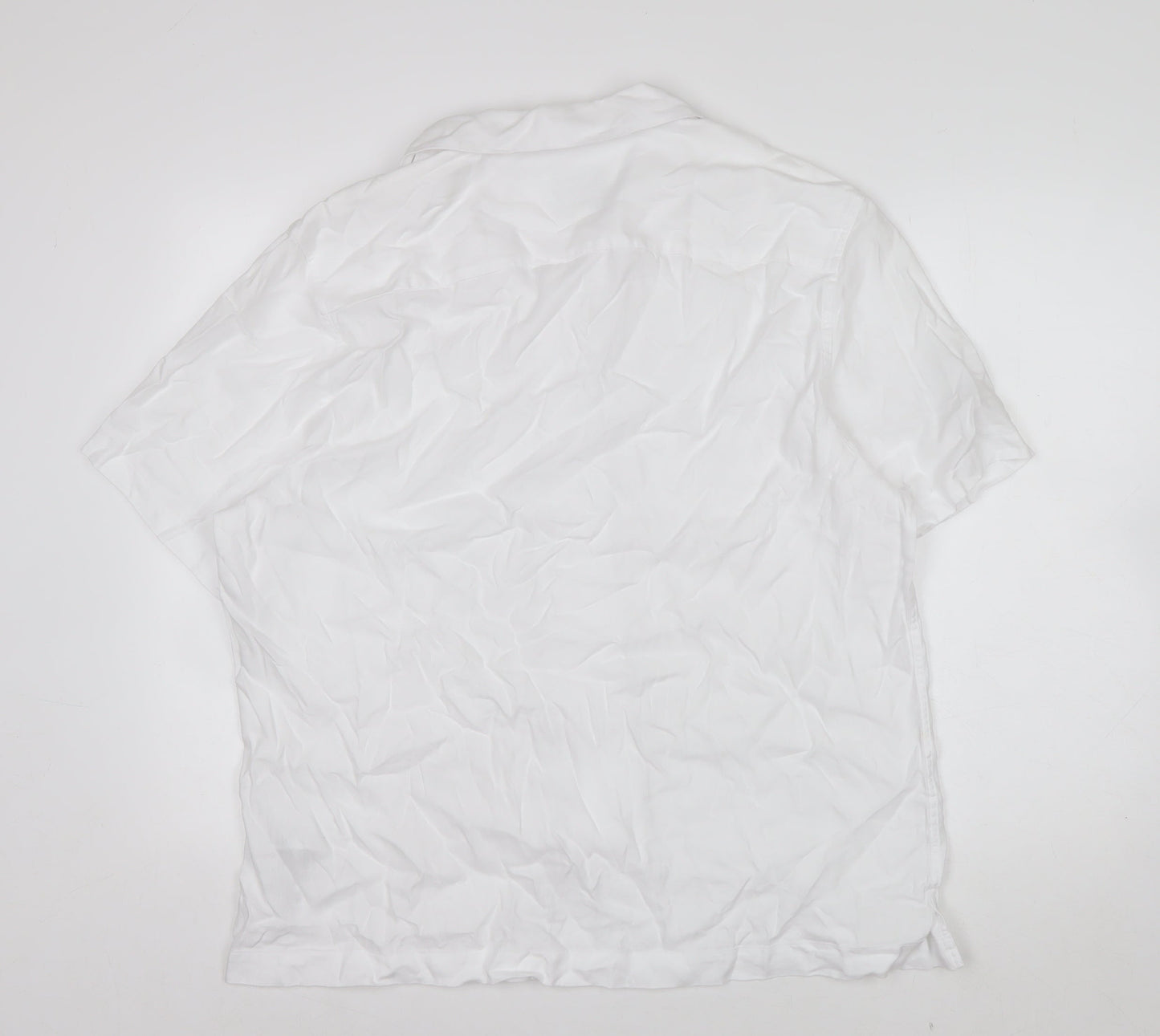 Marks and Spencer Autograph Men's White Linen Blend Short Sleeve Shirt Size L