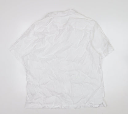 Marks and Spencer Autograph Men's White Linen Blend Short Sleeve Shirt Size L