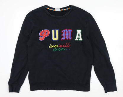 Puma Womens Black Medium Pullover Sweatshirt Embroidered Logo