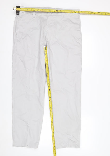 Marks and Spencer Autograph Men's Grey Regular Fit Chino Trousers 36x29