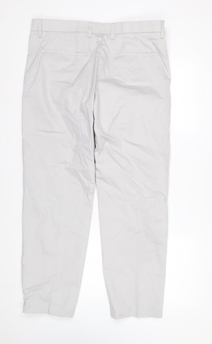 Marks and Spencer Autograph Men's Grey Regular Fit Chino Trousers 36x29