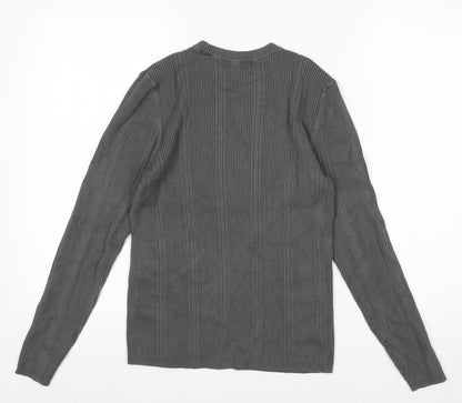 Marks and Spencer Womens Dark Olive Ribbed Knit Long Sleeve Top Size 12