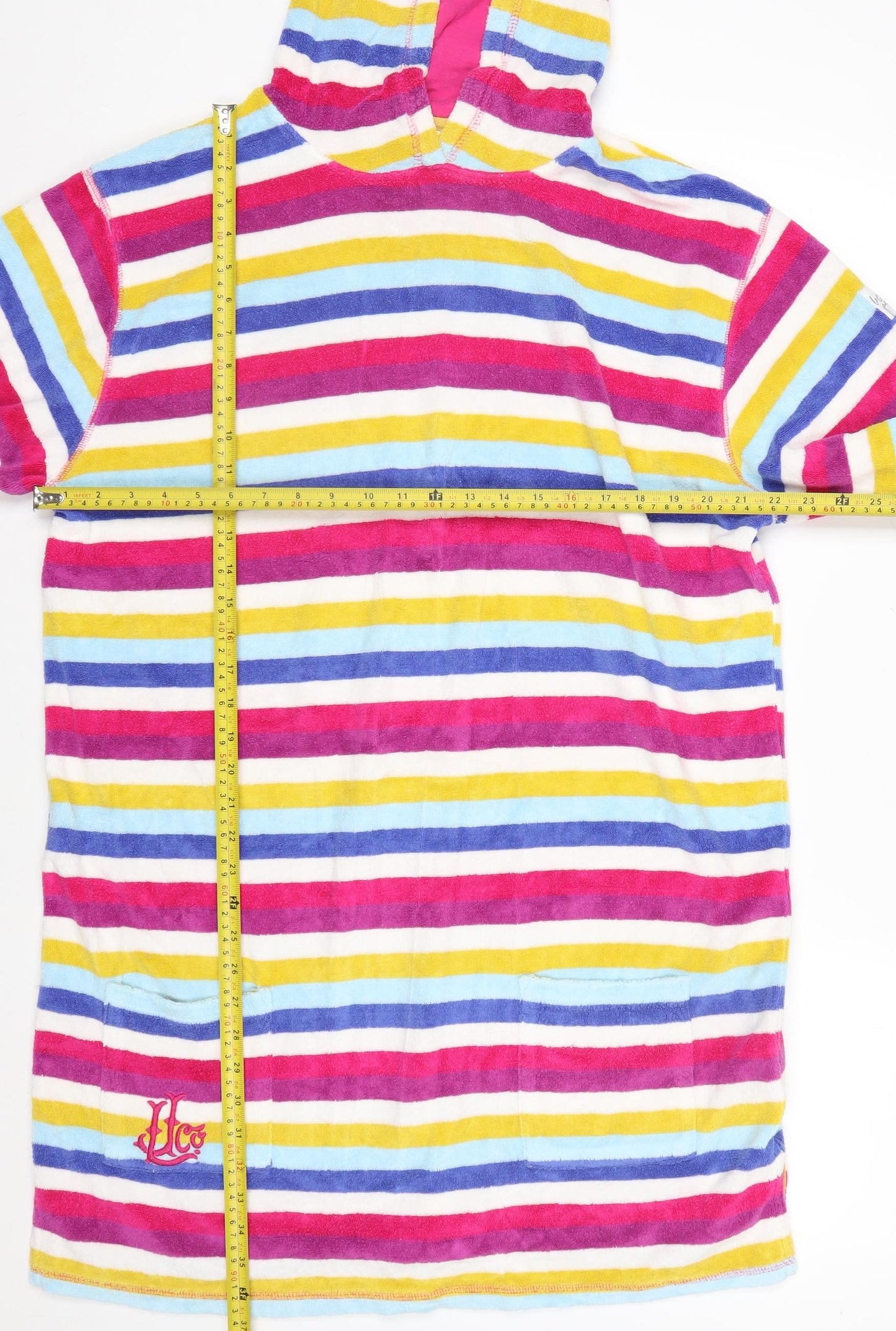 Lazy Jacks Womens Multicoloured Striped Hooded Tunic UK 18 Cotton Blend
