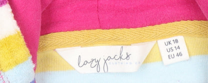 Lazy Jacks Womens Multicoloured Striped Hooded Tunic UK 18 Cotton Blend