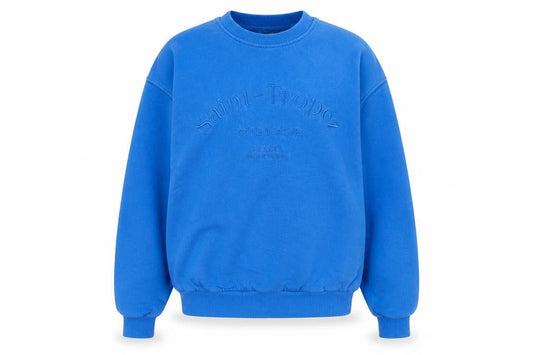 Stradivarius Womens Blue XS Pullover Sweatshirt Saint-Tropez Embroidered