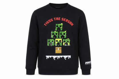 Minecraft Boys Black Sequin Christmas Pullover Sweatshirt 12-13 Years