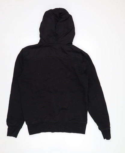 Superdry Men's Black L 1/2 Zip Hooded Sweatshirt Fleece Logo Hoodie