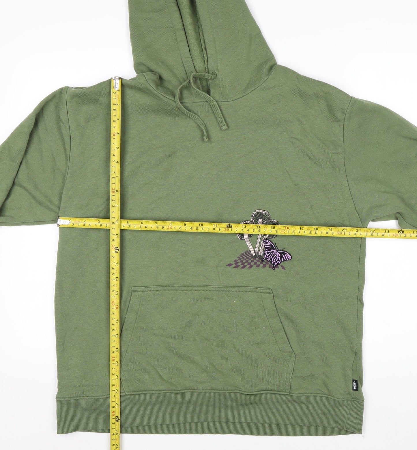 Vans Men's Green Pullover Hoodie L Embroidered Graphic Fleece