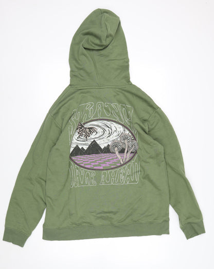 Vans Men's Green Pullover Hoodie L Embroidered Graphic Fleece