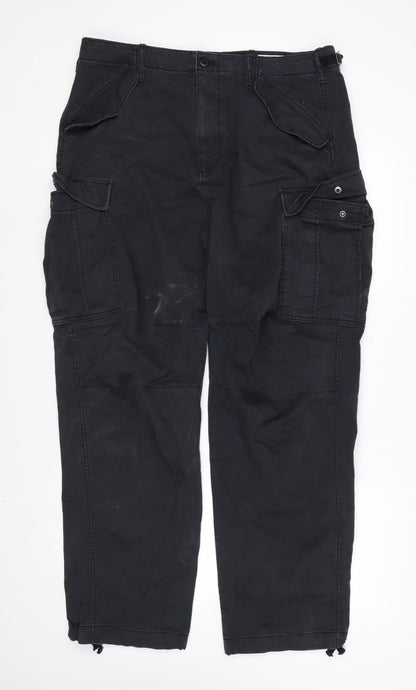 GAP Men's Black 34x32 Regular Fit Cargo Trousers
