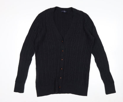 Lands' End Men's Black Cable-Knit Cardigan Jumper Size L