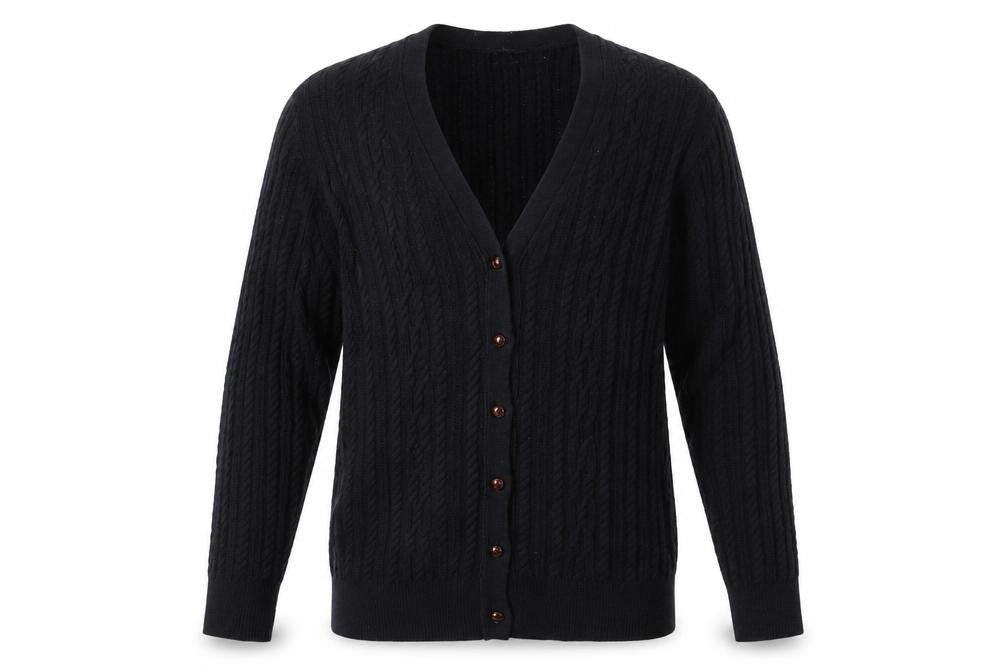 Lands' End Men's Black Cable-Knit Cardigan Jumper Size L