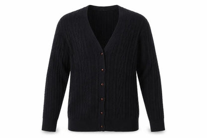 Lands' End Men's Black Cable-Knit Cardigan Jumper Size L