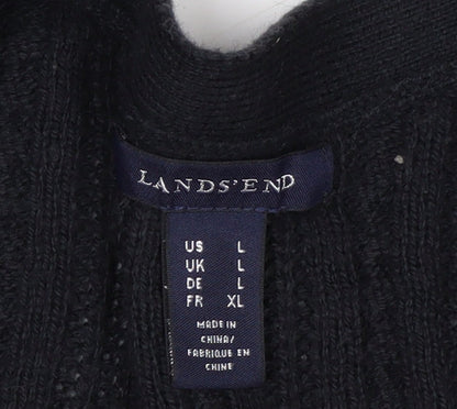 Lands' End Men's Black Cable-Knit Cardigan Jumper Size L