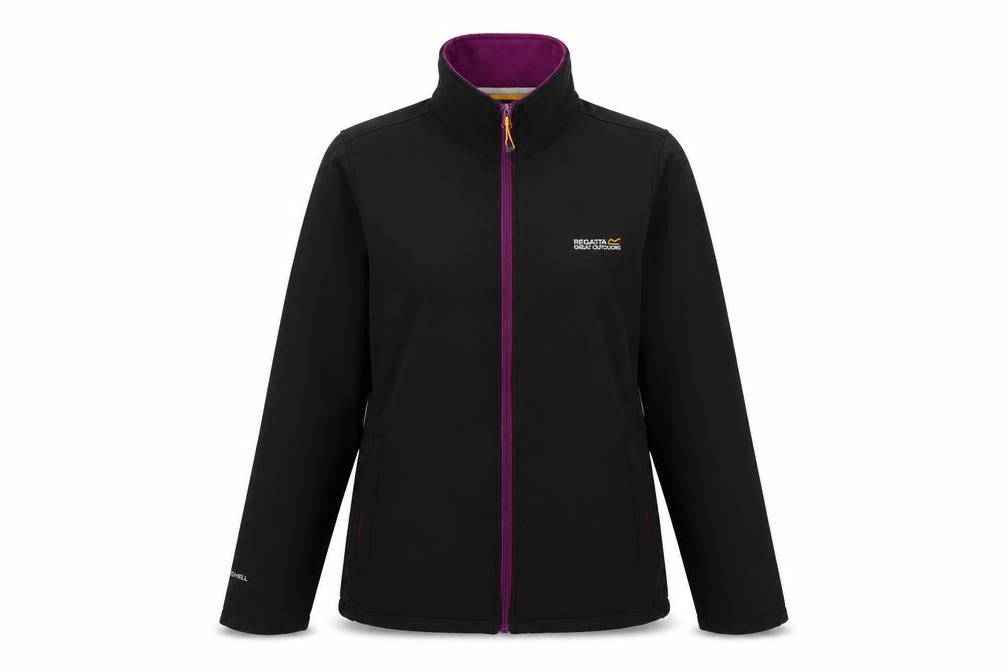 Regatta Womens Black Softshell Jacket Size 16 Water Resistant Outdoor