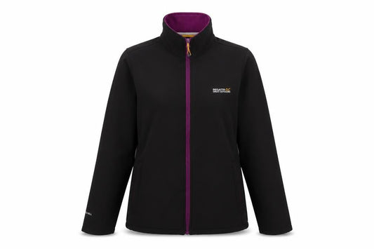 Regatta Womens Black Softshell Jacket Size 16 Water Resistant Outdoor