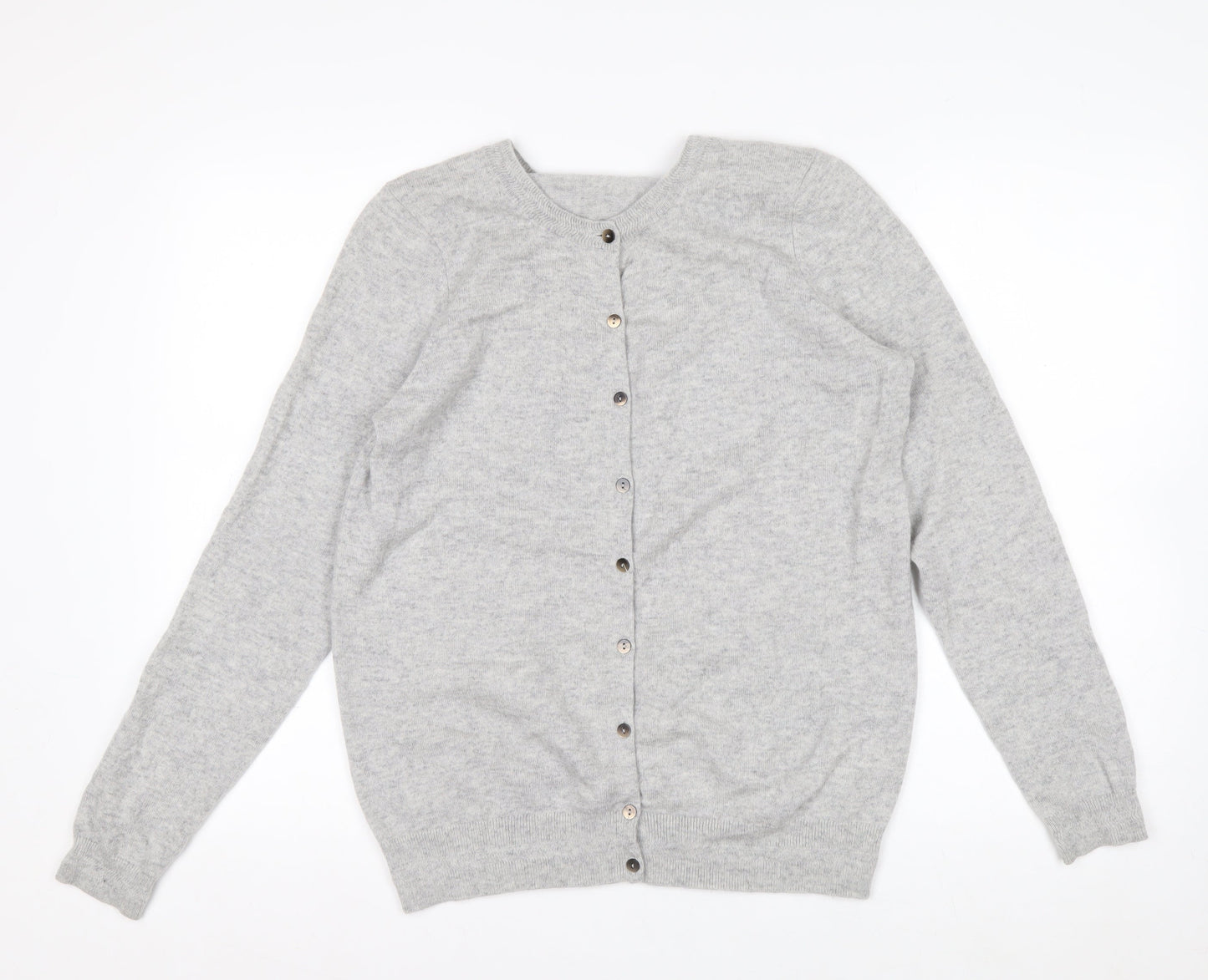 Boden Women Grey 100% Cashmere Crew Neck Cardigan L