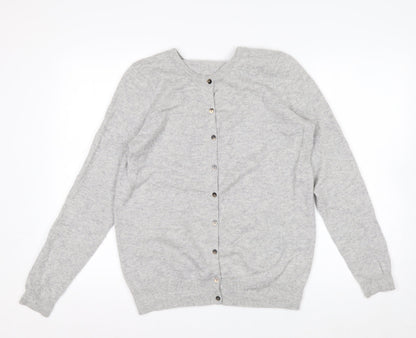 Boden Women Grey 100% Cashmere Crew Neck Cardigan L