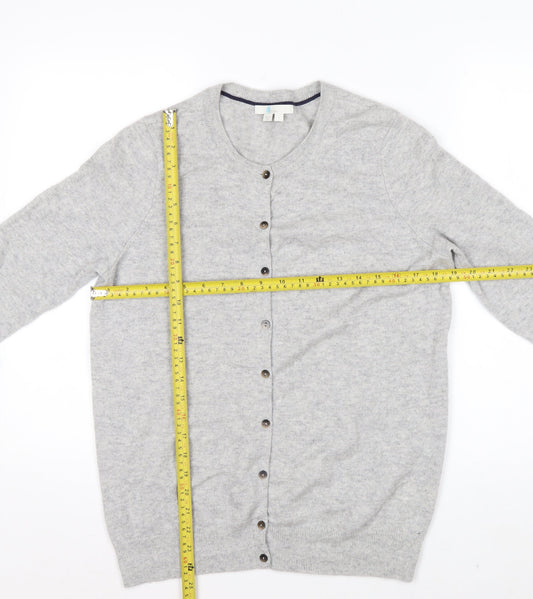 Boden Women Grey 100% Cashmere Crew Neck Cardigan L