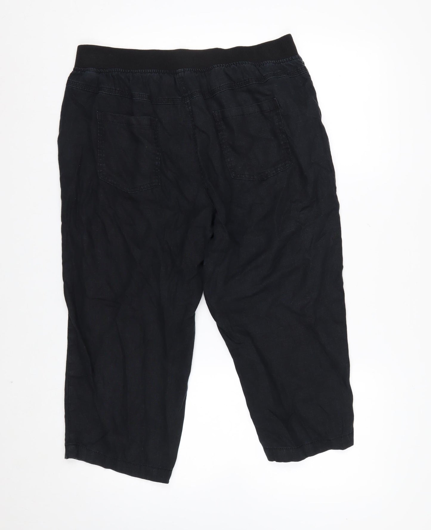 Marks and Spencer Women’s Black Linen Capri Trousers Size 14