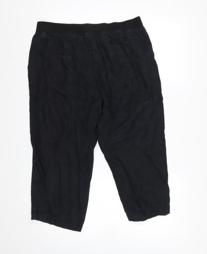Marks and Spencer Women’s Black Linen Capri Trousers Size 14