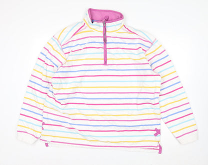 Lazy Jacks Women’s Multicoloured Stripe 1/4 Zip Cotton Sweatshirt XL