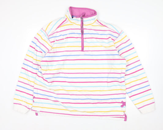 Lazy Jacks Women’s Multicoloured Stripe 1/4 Zip Cotton Sweatshirt XL