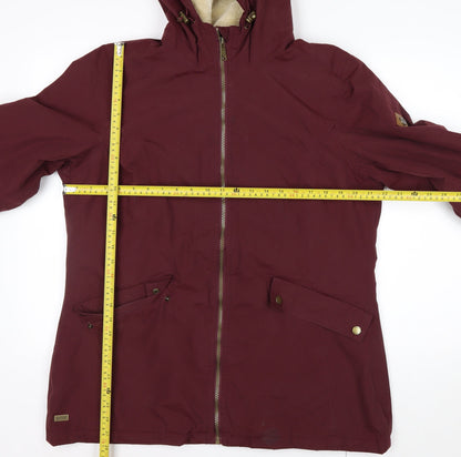 Regatta Womens Red Hooded Parka Jacket Size 16 Lined Outdoor Coat