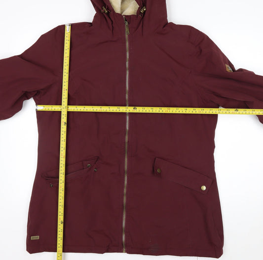 Regatta Womens Red Hooded Parka Jacket Size 16 Lined Outdoor Coat