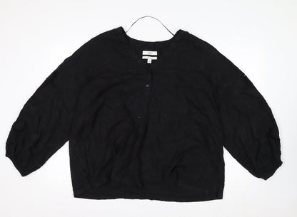 Marks and Spencer Women’s Black Linen Blend Tunic Blouse Size 20