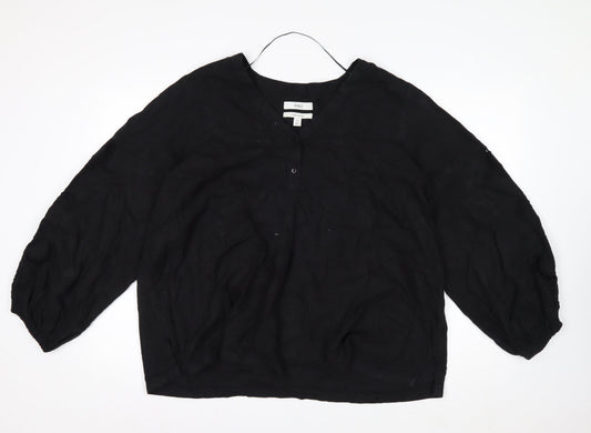 Marks and Spencer Women’s Black Linen Blend Tunic Blouse Size 20