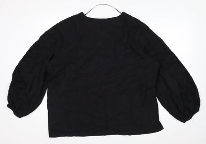 Marks and Spencer Women’s Black Linen Blend Tunic Blouse Size 20