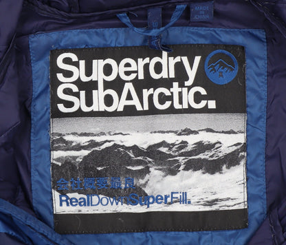Superdry Men’s Blue SubArctic Puffer Jacket Size L Hooded Winter Coat