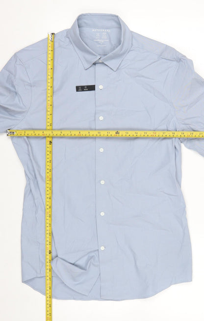 Marks and Spencer Men's Blue Slim Fit Long Sleeve Cotton Shirt M