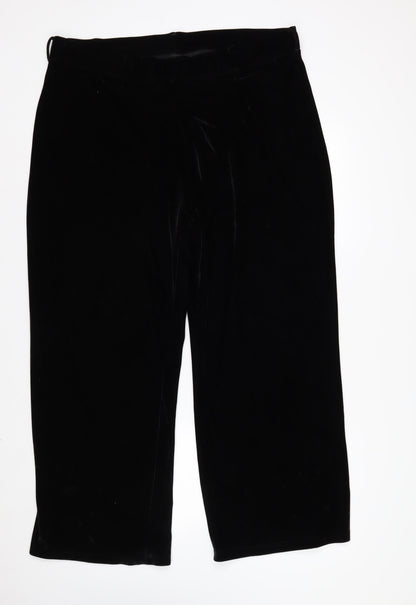 Marks and Spencer Women's Black Velvet Stretch Trousers Size 20 Short