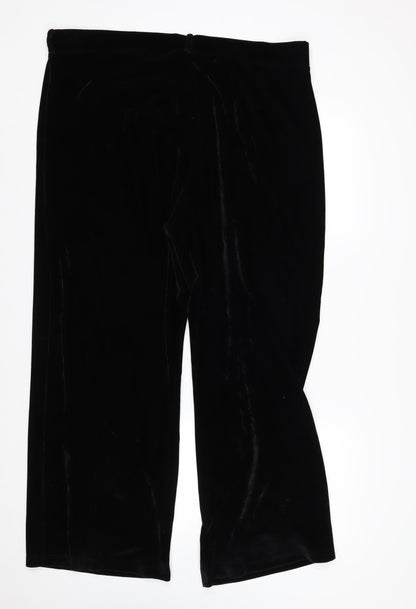 Marks and Spencer Women's Black Velvet Stretch Trousers Size 20 Short