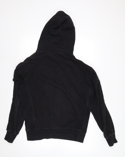 Superdry Men's Black Pullover Hoodie S Logo Fleece Graphic Print